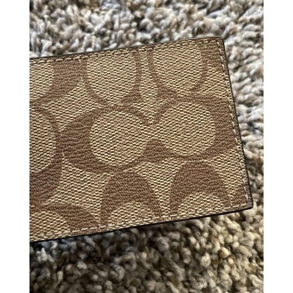 COACH Bi-fold Slim Card Case Signature Canvas Brown & Blue Insert For Wallet - Picture 3 of 14